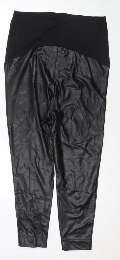 Womens UK Size 18 Marks and Spencer Regular Fit Cropped Black Trousers