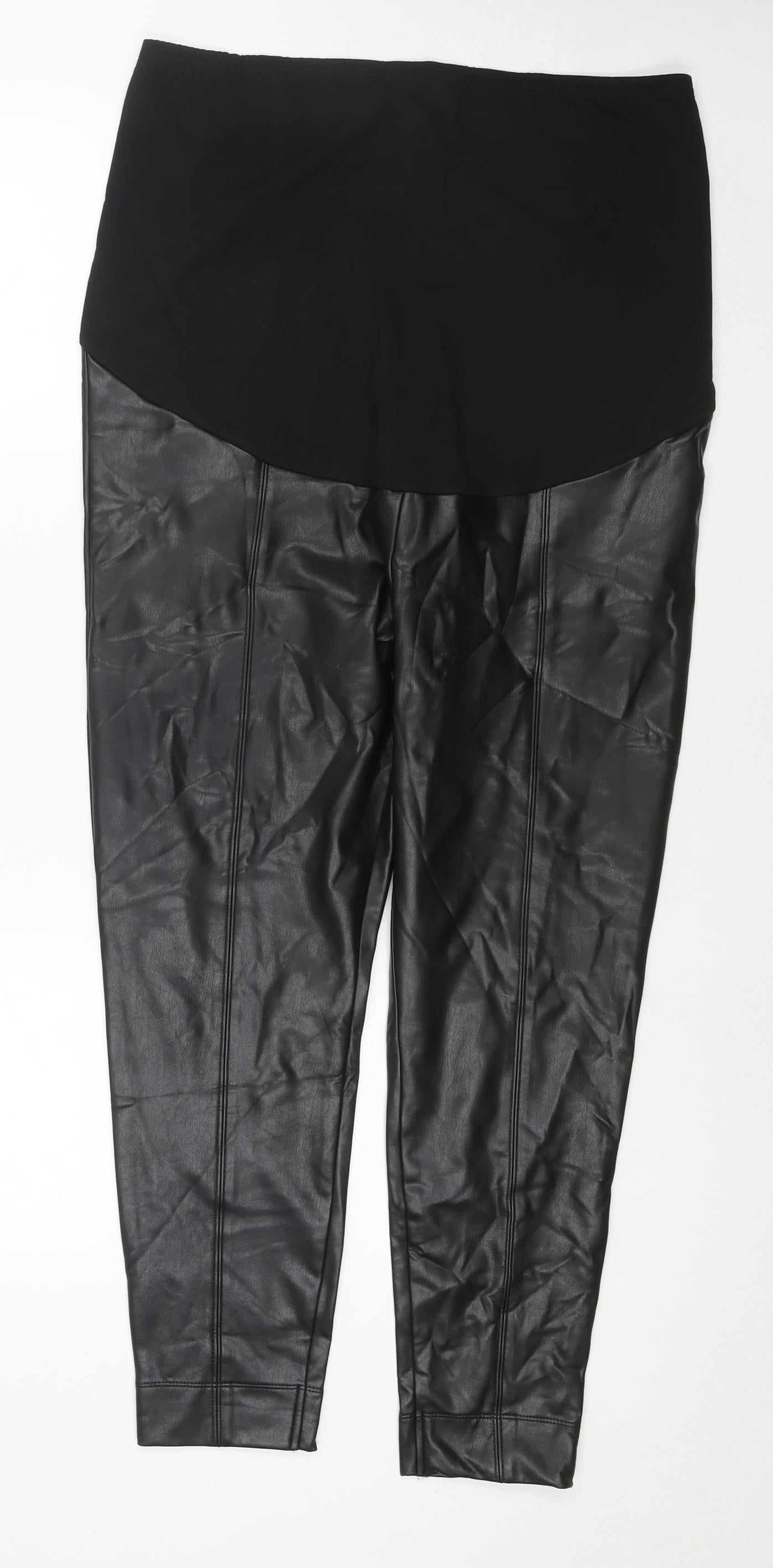 Womens UK Size 18 Marks and Spencer Regular Fit Cropped Black Trousers