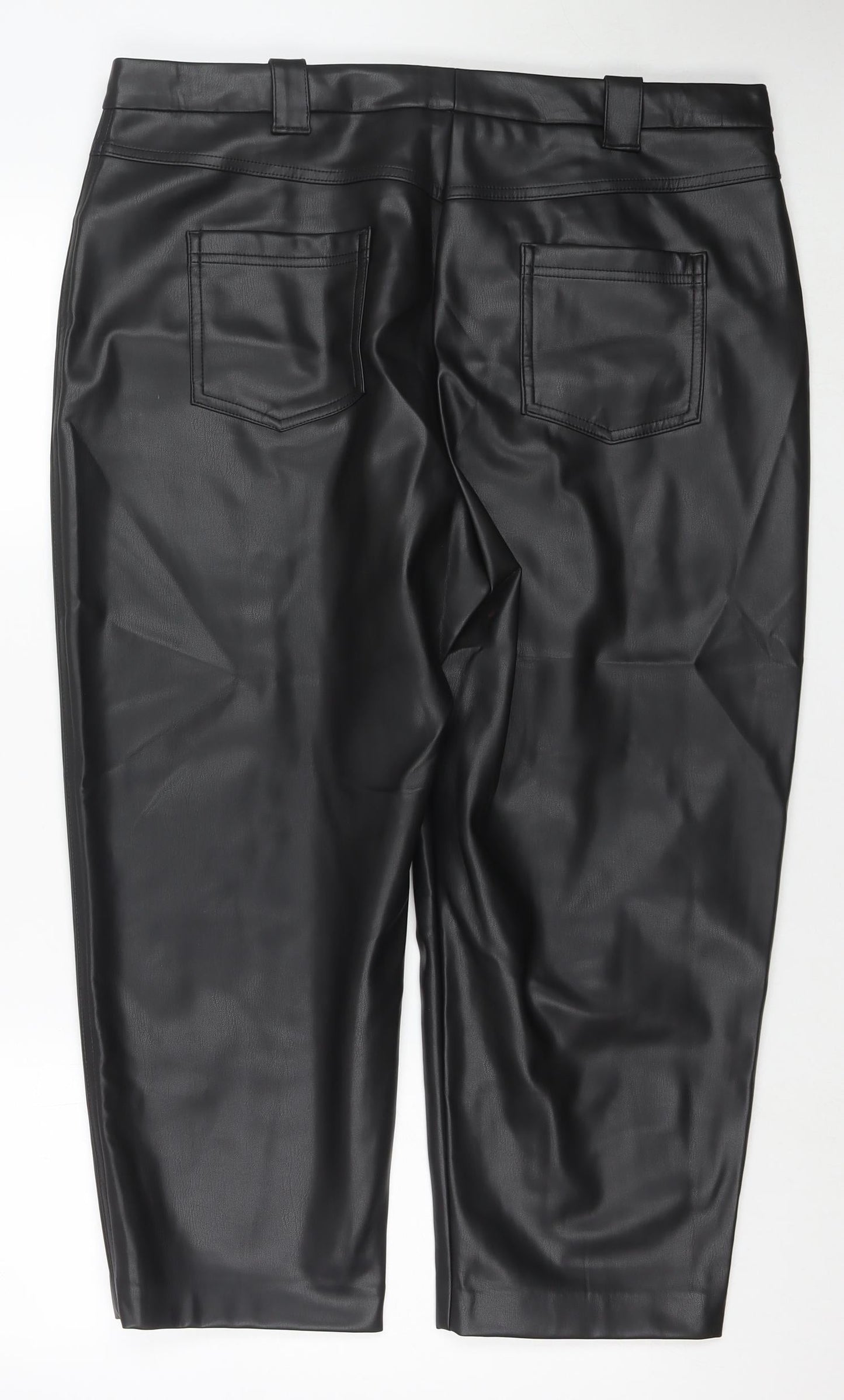 Womens UK Size 20 Marks and Spencer Regular Fit Cropped Black Trousers