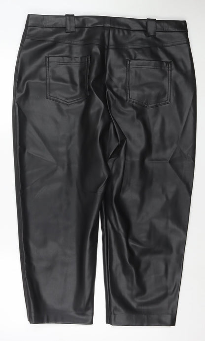 Womens UK Size 20 Marks and Spencer Regular Fit Cropped Black Trousers