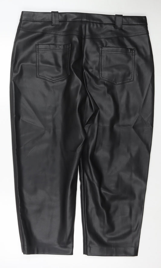 Womens UK Size 20 Marks and Spencer Regular Fit Cropped Black Trousers
