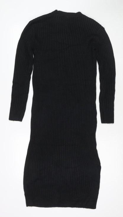 Marks and Spencer Womens Black Polyester Jumper Dress Size XS Round Neck Pullover