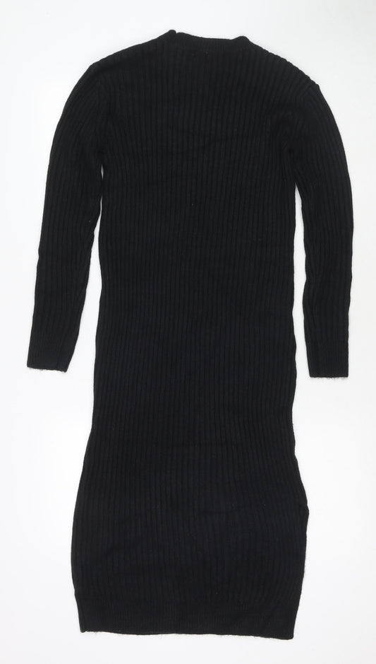 Marks and Spencer Womens Black Polyester Jumper Dress Size XS Round Neck Pullover