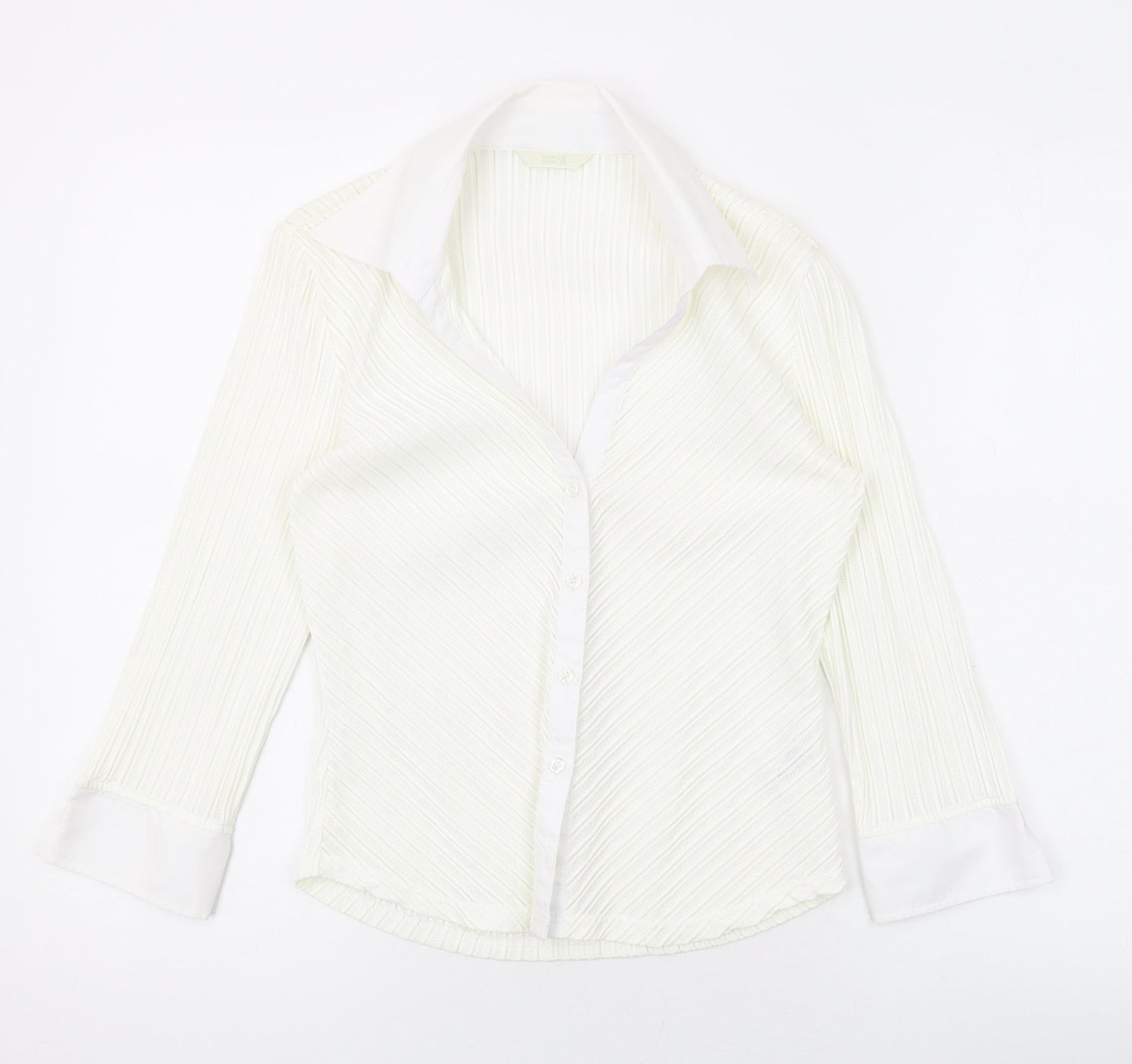 Womens UK Size 10 Marks and Spencer Ivory Basic Button-Up