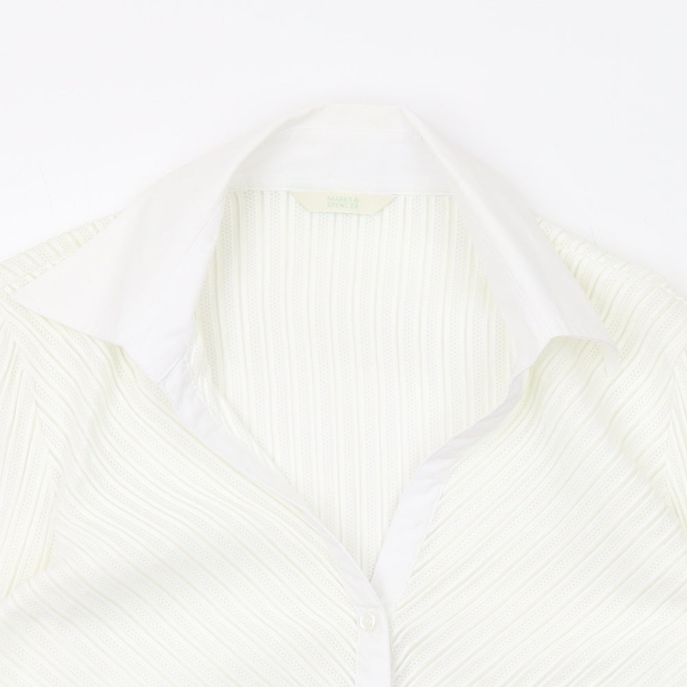 Womens UK Size 10 Marks and Spencer Ivory Basic Button-Up