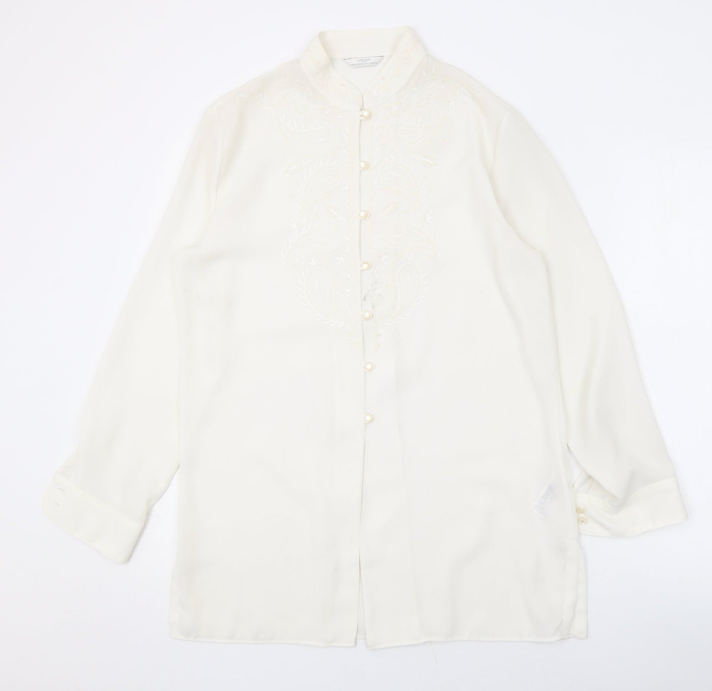 Womens UK Size 10 Marks and Spencer Ivory Basic Button-Up
