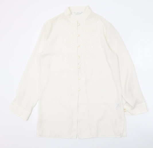 Womens UK Size 10 Marks and Spencer Ivory Basic Button-Up