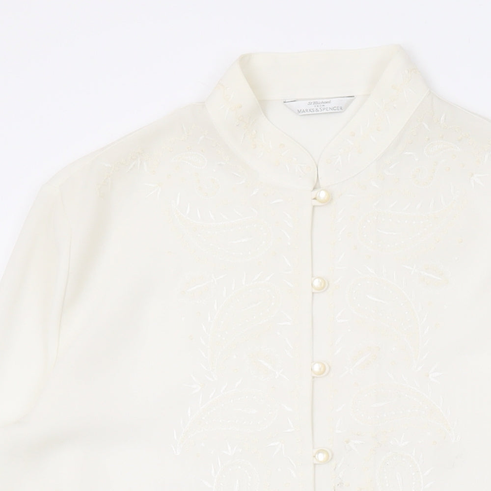Womens UK Size 10 Marks and Spencer Ivory Basic Button-Up