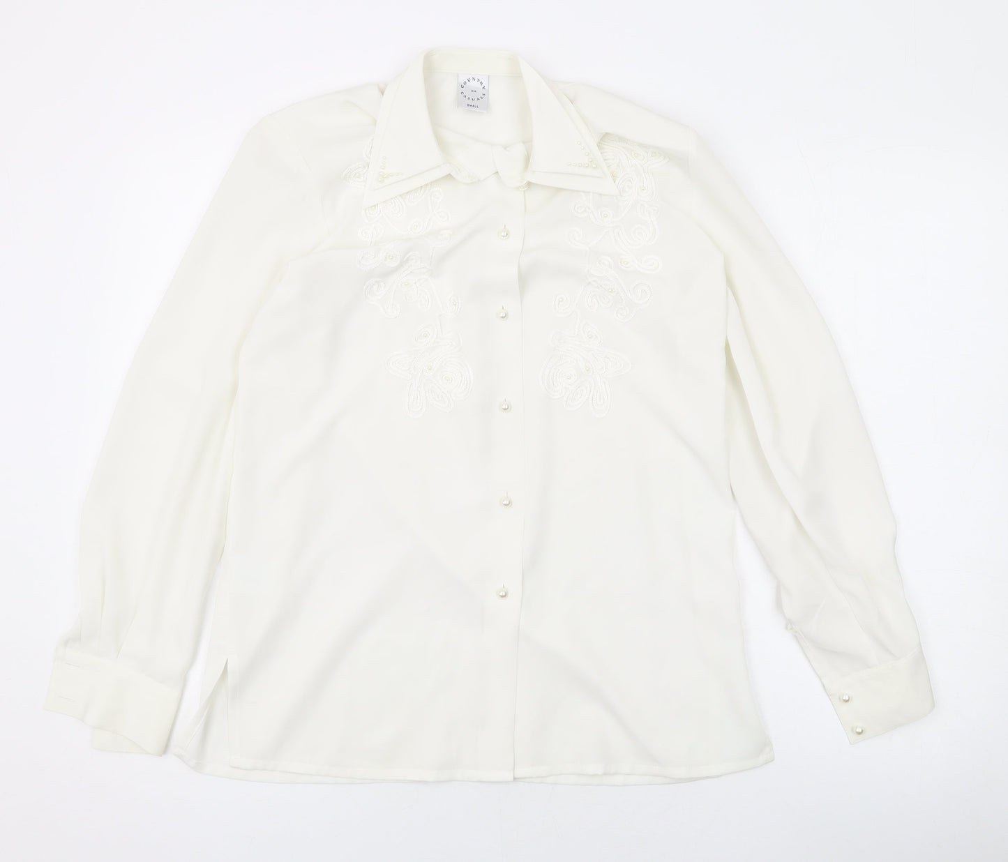 Womens UK Size S Country Casuals Ivory Basic Button-Up