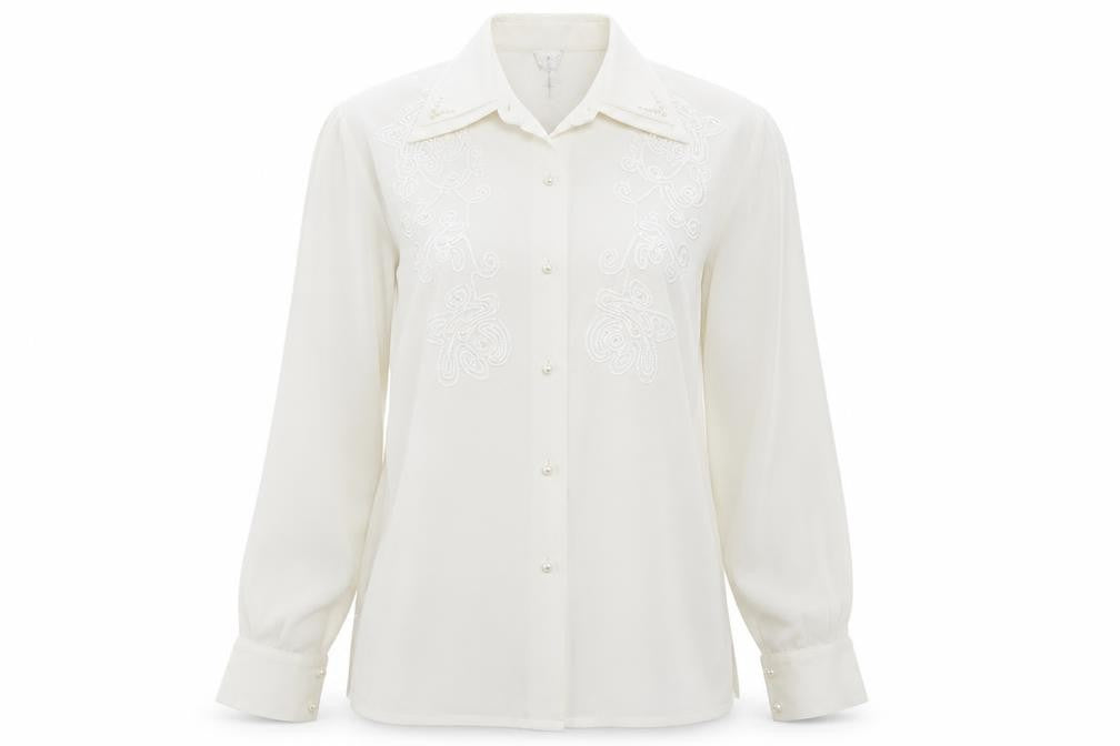 Womens UK Size S Country Casuals Ivory Basic Button-Up
