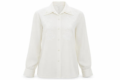 Womens UK Size S Country Casuals Ivory Basic Button-Up