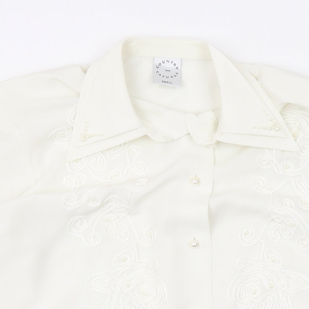 Womens UK Size S Country Casuals Ivory Basic Button-Up