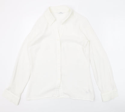 Womens UK Size 8 Marks and Spencer White Basic Button-Up