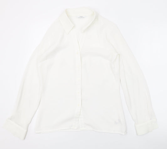 Womens UK Size 8 Marks and Spencer White Basic Button-Up