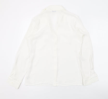 Womens UK Size 8 Marks and Spencer White Basic Button-Up