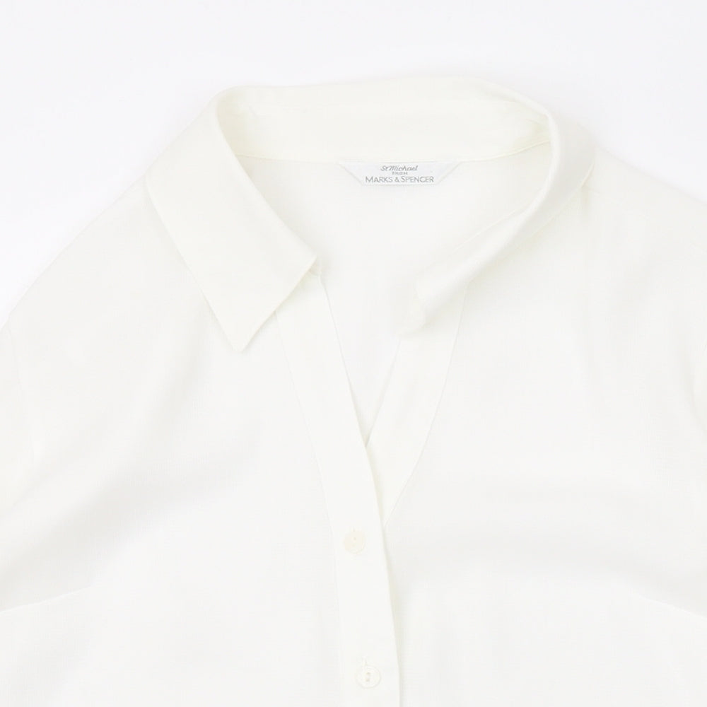 Womens UK Size 8 Marks and Spencer White Basic Button-Up