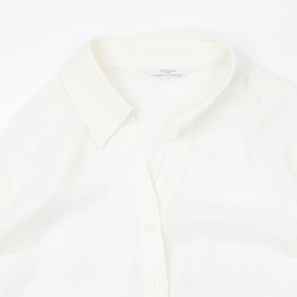 Womens UK Size 8 Marks and Spencer White Basic Button-Up