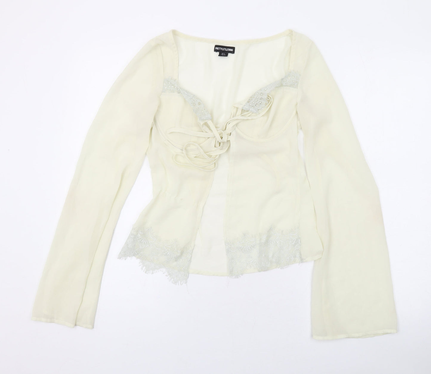 Womens UK Size 8 PRETTYLITTLETHING Ivory Basic Blouse