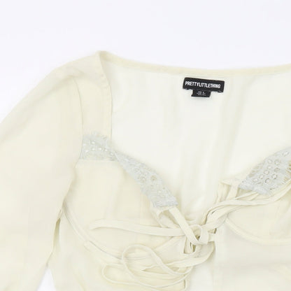 Womens UK Size 8 PRETTYLITTLETHING Ivory Basic Blouse