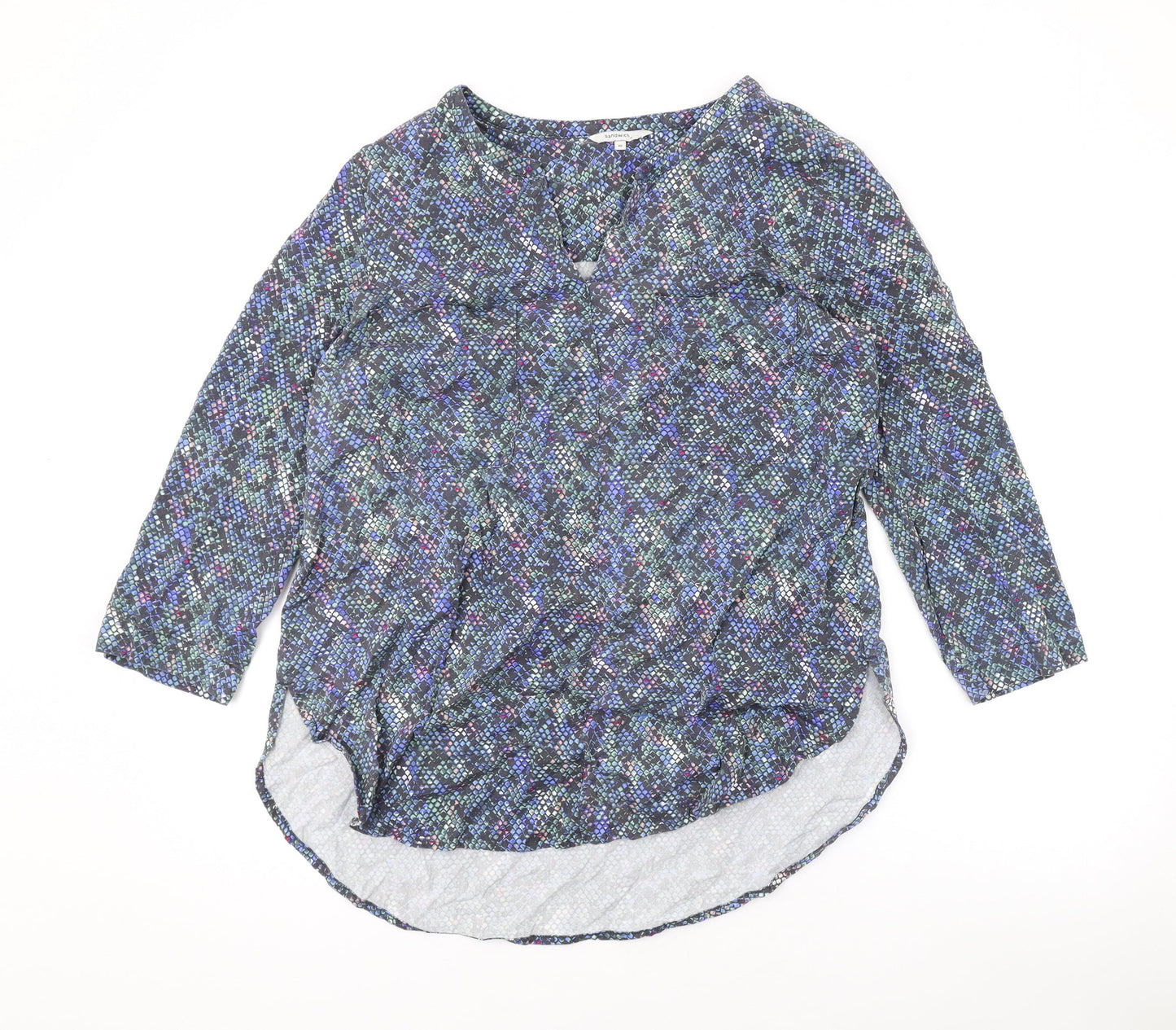 Womens UK Size 12 Sandwich Blue Basic Blouse