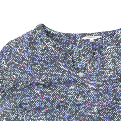 Womens UK Size 12 Sandwich Blue Basic Blouse