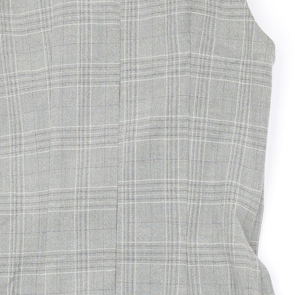Love Womens Grey Plaid Polyester A-Line Size M Round Neck Zip