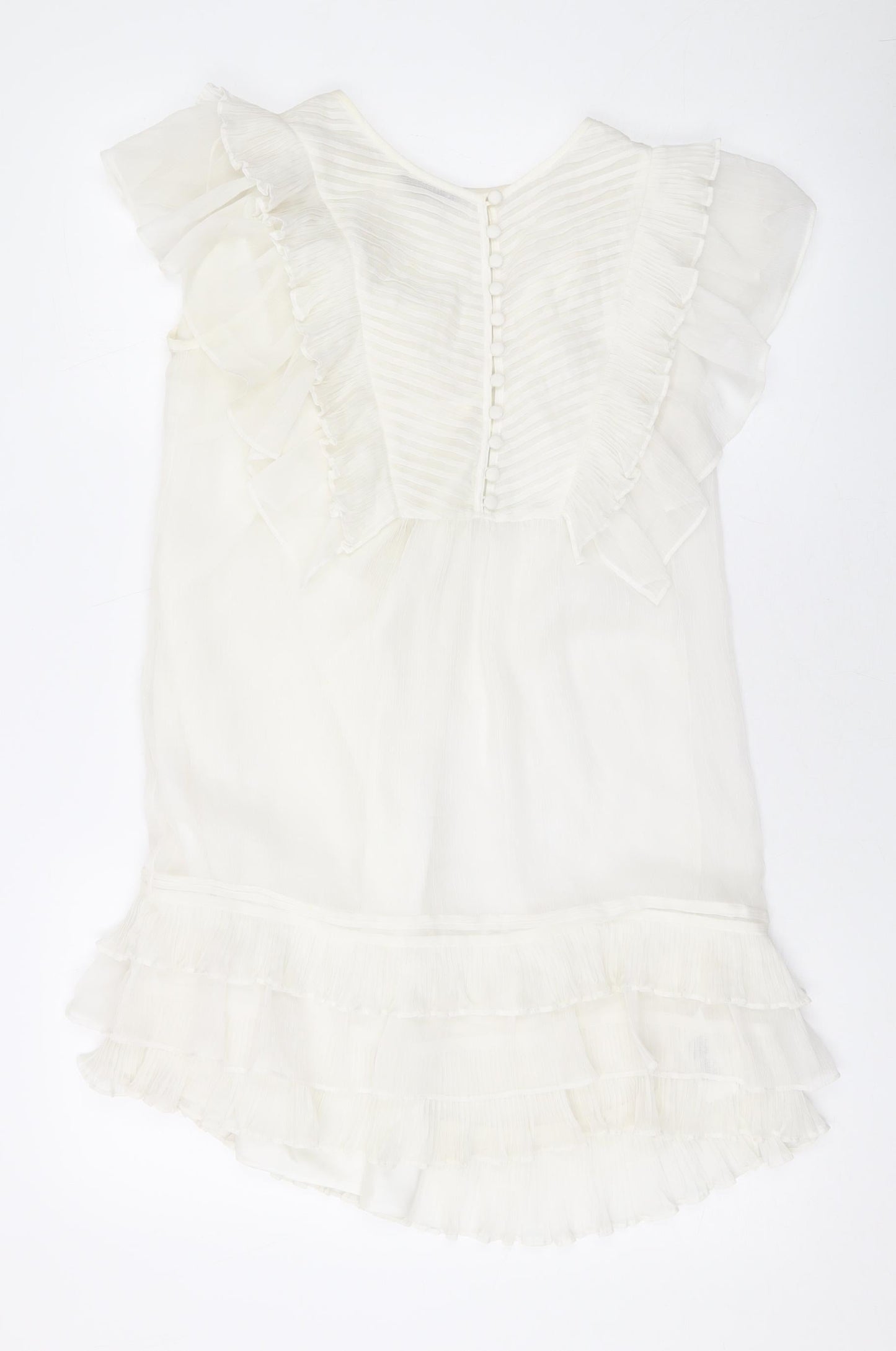 Definitions Womens Ivory Polyester Basic Button-Up Size 10 Round Neck