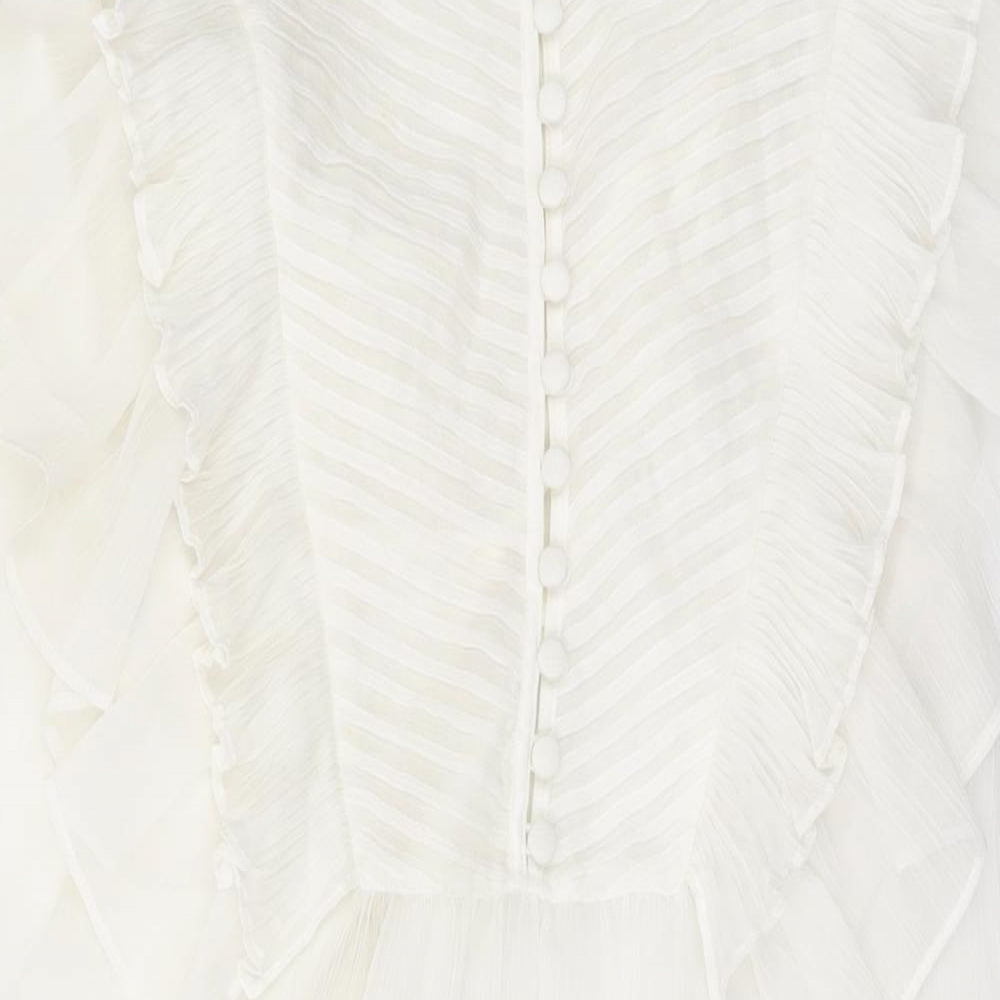 Definitions Womens Ivory Polyester Basic Button-Up Size 10 Round Neck