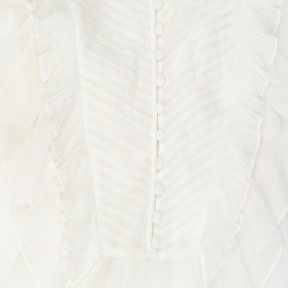 Definitions Womens Ivory Polyester Basic Button-Up Size 10 Round Neck