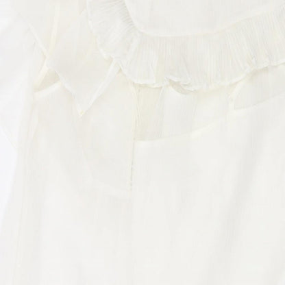 Definitions Womens Ivory Polyester Basic Button-Up Size 10 Round Neck