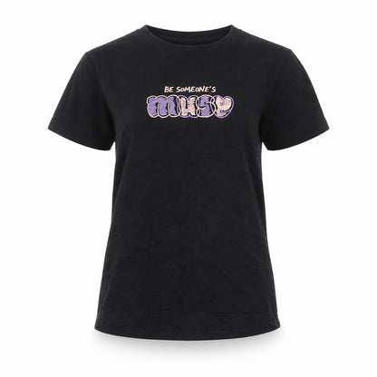Giordano Womens Black Cotton Basic T-Shirt Size M Round Neck