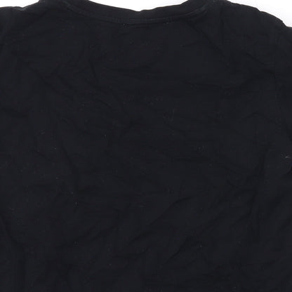 Giordano Womens Black Cotton Basic T-Shirt Size M Round Neck