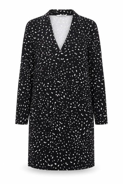 Mango Womens Black Geometric Polyester A-Line Size M V-Neck Pullover