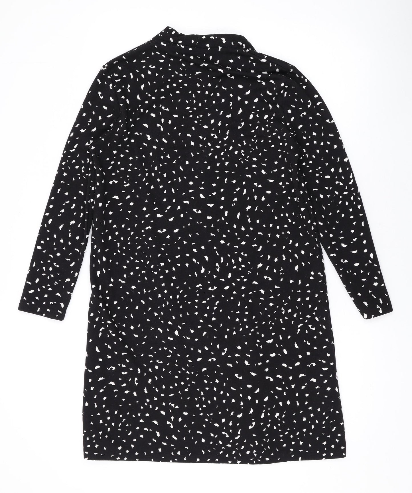 Mango Womens Black Geometric Polyester A-Line Size M V-Neck Pullover