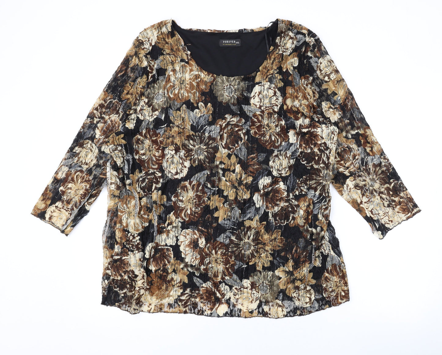 Womens UK Size 2XL Forever Brown Basic Blouse