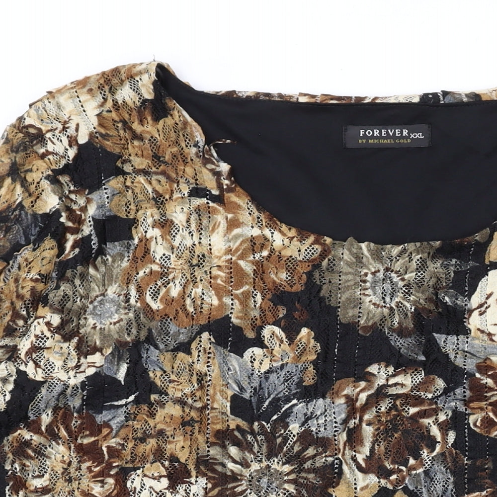 Womens UK Size 2XL Forever Brown Basic Blouse