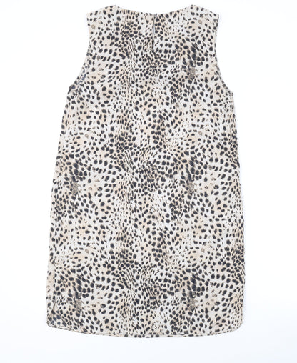 Topshop Womens Beige Striped Polyester Tank Dress Size 10 Round Neck Pullover