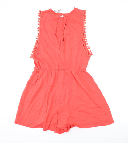 ASOS Womens Pink Cotton Playsuit One-Piece Size 10 L3 in Button