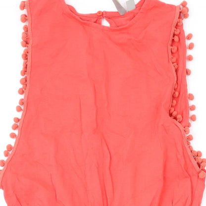 ASOS Womens Pink Cotton Playsuit One-Piece Size 10 L3 in Button