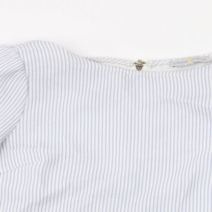 Cache Cache Womens Blue Striped Polyester Basic Blouse Size M Round Neck