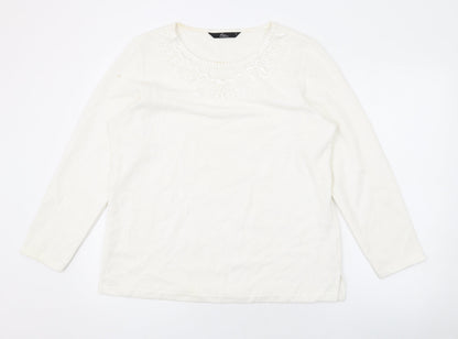 Bonmarché Womens Ivory Polyester Basic Blouse Size M Scoop Neck