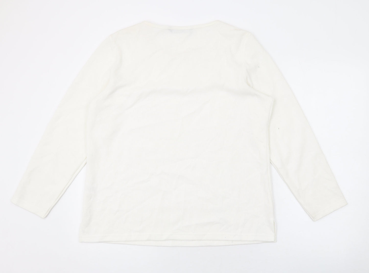 Bonmarché Womens Ivory Polyester Basic Blouse Size M Scoop Neck