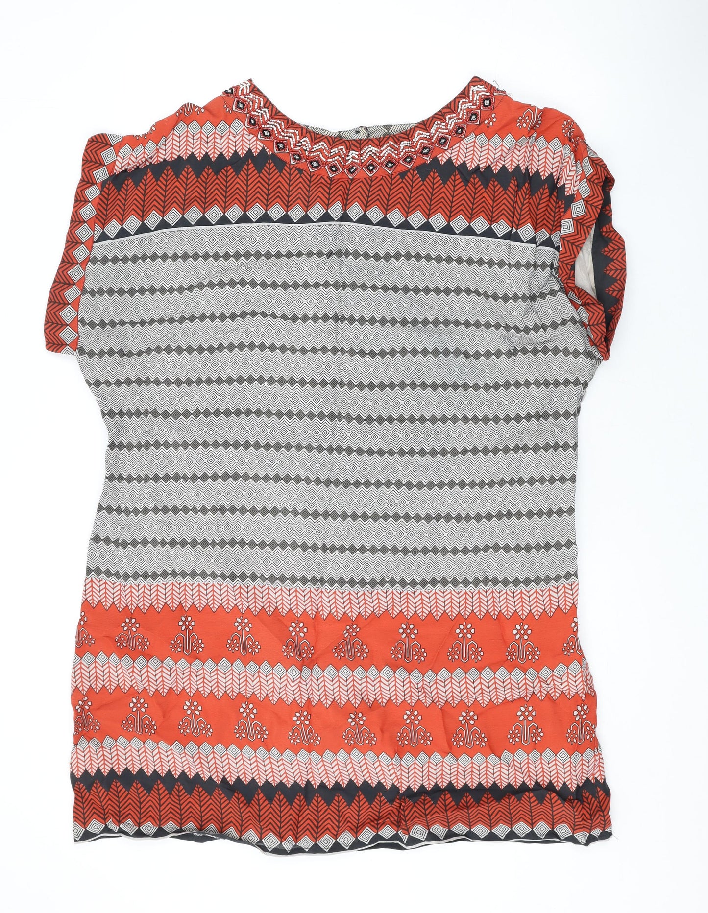 Monsoon Womens Multicoloured Geometric Viscose A-Line Size 20 Round Neck Pullover