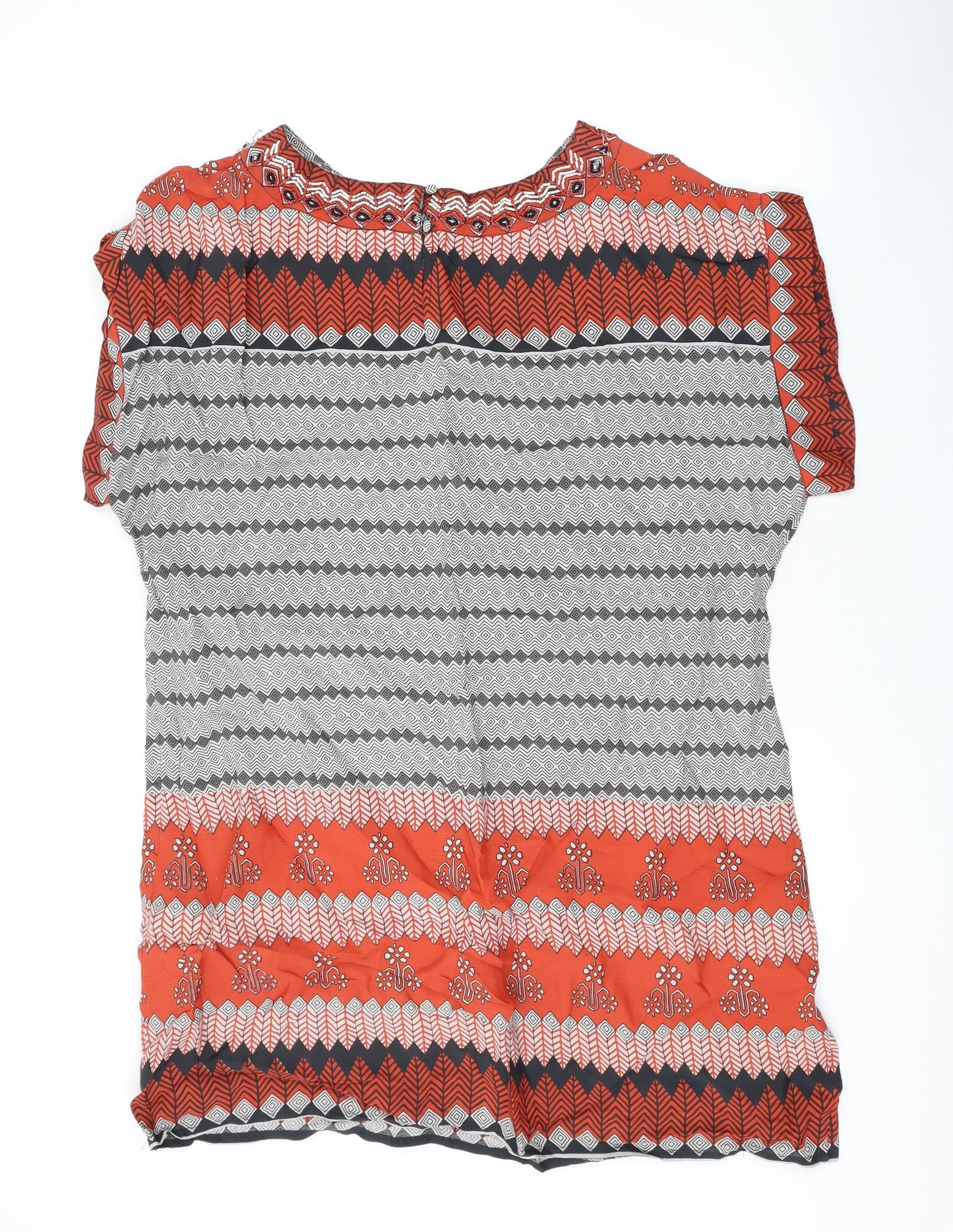 Monsoon Womens Multicoloured Geometric Viscose A-Line Size 20 Round Neck Pullover