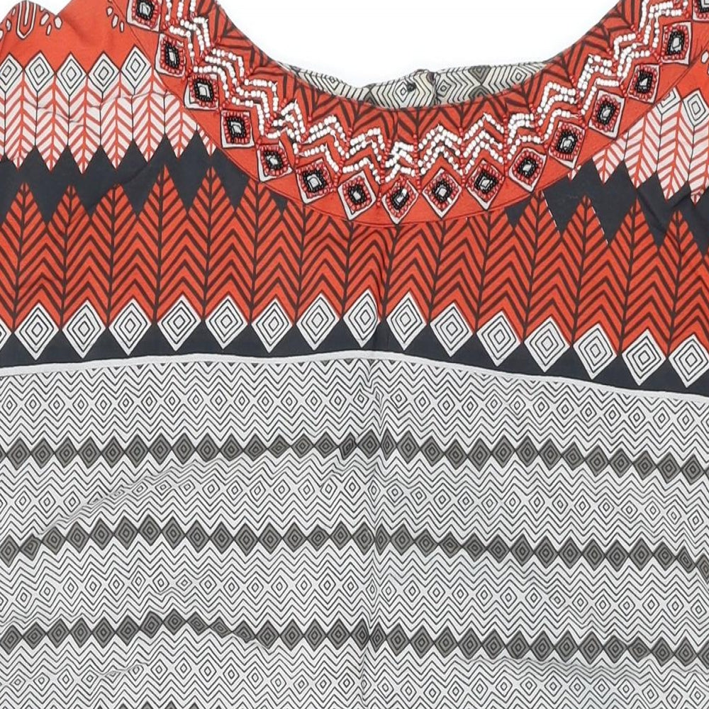 Monsoon Womens Multicoloured Geometric Viscose A-Line Size 20 Round Neck Pullover