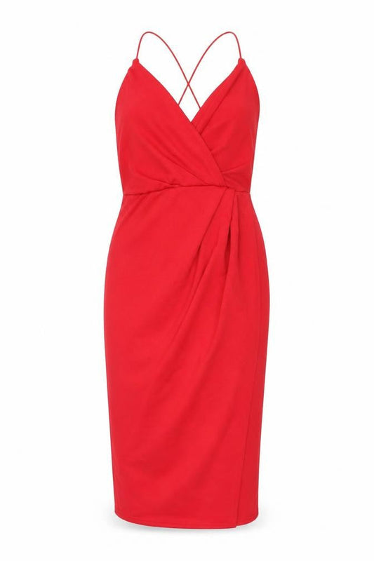 Boohoo Womens Red Polyester Bodycon Size 10 V-Neck Pullover