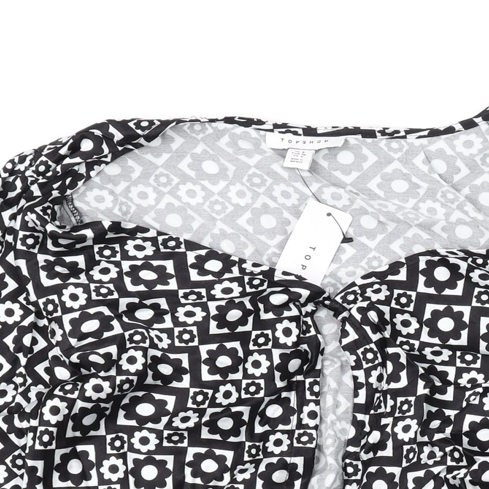 Womens UK Size 8 Topshop Black Basic Button-Up