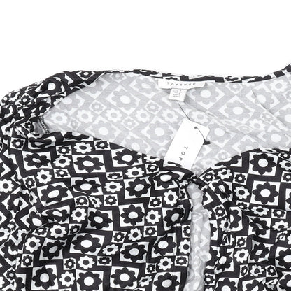 Womens UK Size 8 Topshop Black Basic Button-Up