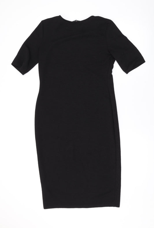 Dorothy Perkins Womens Black Polyester Bodycon Size 12 Round Neck Pullover