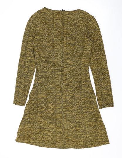 H&M Womens Yellow Polyester Sheath Size S Scoop Neck Pullover